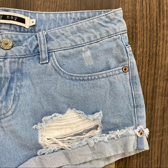 Noisy may High Waist Distressed Jean Shorts - Picture 3 of 6